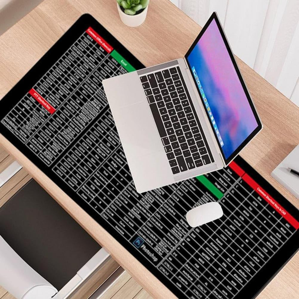 Keyboard Mouse Mat - Shortcut Key Pattern Mouse Keyboard Pad,Extra Large Keyboard Pad with Office Software Shortcuts